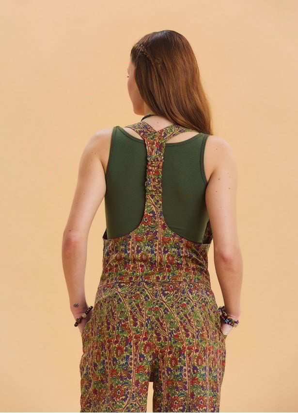 Womens Ethnic Jumpsuit with Zipper Detail and Pockets 4672